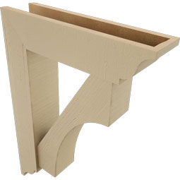 Ekena Millwork - BKTUR0554X22X30WTL01RCPR - Timberthane Faux Wood Westlake Style Bracket w/ Offset Brace, Traditional Ends, 5 1/2"W x 22"D x 30"H, Primed Tan