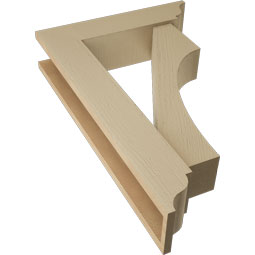 Ekena Millwork - BKTUR0554X22X34WTL01RCPR - Timberthane Faux Wood Westlake Style Bracket w/ Offset Brace, Traditional Ends, 5 1/2"W x 22"D x 34"H, Primed Tan