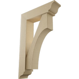 Ekena Millwork - BKTUR0554X22X34WTL01RCPR - Timberthane Faux Wood Westlake Style Bracket w/ Offset Brace, Traditional Ends, 5 1/2"W x 22"D x 34"H, Primed Tan