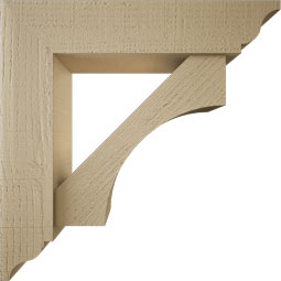 Ekena Millwork - BKTUR0554X24X24WTL01RCPR - Timberthane Faux Wood Westlake Style Bracket w/ Offset Brace, Traditional Ends, 5 1/2"W x 24"D x 24"H, Primed Tan