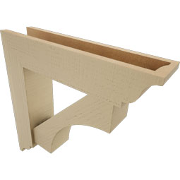 Ekena Millwork - BKTUR0554X24X24WTL01RCPR - Timberthane Faux Wood Westlake Style Bracket w/ Offset Brace, Traditional Ends, 5 1/2"W x 24"D x 24"H, Primed Tan