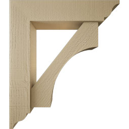 Ekena Millwork - BKTUR0554X24X28WTL01RCPR - Timberthane Faux Wood Westlake Style Bracket w/ Offset Brace, Traditional Ends, 5 1/2"W x 24"D x 28"H, Primed Tan