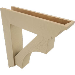 Ekena Millwork - BKTUR0554X24X28WTL01RCPR - Timberthane Faux Wood Westlake Style Bracket w/ Offset Brace, Traditional Ends, 5 1/2"W x 24"D x 28"H, Primed Tan