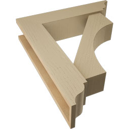 Ekena Millwork - BKTUR0554X24X28WTL01RCPR - Timberthane Faux Wood Westlake Style Bracket w/ Offset Brace, Traditional Ends, 5 1/2"W x 24"D x 28"H, Primed Tan