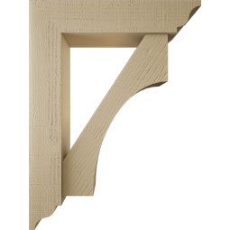 Ekena Millwork - BKTUR0554X24X32WTL01RCPR - Timberthane Faux Wood Westlake Style Bracket w/ Offset Brace, Traditional Ends, 5 1/2"W x 24"D x 32"H, Primed Tan