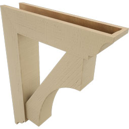 Ekena Millwork - BKTUR0554X24X32WTL01RCPR - Timberthane Faux Wood Westlake Style Bracket w/ Offset Brace, Traditional Ends, 5 1/2"W x 24"D x 32"H, Primed Tan