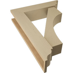 Ekena Millwork - BKTUR0554X24X32WTL01RCPR - Timberthane Faux Wood Westlake Style Bracket w/ Offset Brace, Traditional Ends, 5 1/2"W x 24"D x 32"H, Primed Tan