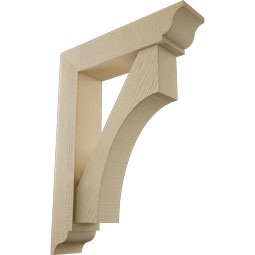 Ekena Millwork - BKTUR0554X24X32WTL01RCPR - Timberthane Faux Wood Westlake Style Bracket w/ Offset Brace, Traditional Ends, 5 1/2"W x 24"D x 32"H, Primed Tan