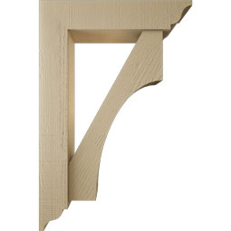 Ekena Millwork - BKTUR0554X24X36WTL01RCPR - Timberthane Faux Wood Westlake Style Bracket w/ Offset Brace, Traditional Ends, 5 1/2"W x 24"D x 36"H, Primed Tan