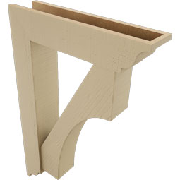 Ekena Millwork - BKTUR0554X24X36WTL01RCPR - Timberthane Faux Wood Westlake Style Bracket w/ Offset Brace, Traditional Ends, 5 1/2"W x 24"D x 36"H, Primed Tan