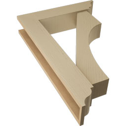 Ekena Millwork - BKTUR0554X24X36WTL01RCPR - Timberthane Faux Wood Westlake Style Bracket w/ Offset Brace, Traditional Ends, 5 1/2"W x 24"D x 36"H, Primed Tan
