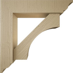 Ekena Millwork - BKTUR0554X26X26WTL01RCPR - Timberthane Faux Wood Westlake Style Bracket w/ Offset Brace, Traditional Ends, 5 1/2"W x 26"D x 26"H, Primed Tan