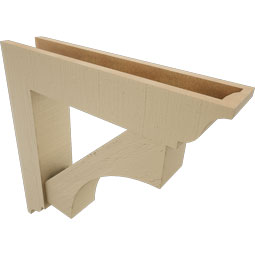 Ekena Millwork - BKTUR0554X26X26WTL01RCPR - Timberthane Faux Wood Westlake Style Bracket w/ Offset Brace, Traditional Ends, 5 1/2"W x 26"D x 26"H, Primed Tan