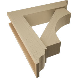 Ekena Millwork - BKTUR0554X26X26WTL01RCPR - Timberthane Faux Wood Westlake Style Bracket w/ Offset Brace, Traditional Ends, 5 1/2"W x 26"D x 26"H, Primed Tan