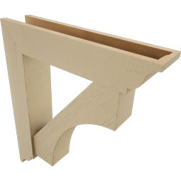 Ekena Millwork - BKTUR0554X26X30WTL01RCPR - Timberthane Faux Wood Westlake Style Bracket w/ Offset Brace, Traditional Ends, 5 1/2"W x 26"D x 30"H, Primed Tan