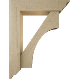 Ekena Millwork - BKTUR0554X26X34WTL01RCPR - Timberthane Faux Wood Westlake Style Bracket w/ Offset Brace, Traditional Ends, 5 1/2"W x 26"D x 34"H, Primed Tan