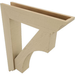 Ekena Millwork - BKTUR0554X26X34WTL01RCPR - Timberthane Faux Wood Westlake Style Bracket w/ Offset Brace, Traditional Ends, 5 1/2"W x 26"D x 34"H, Primed Tan