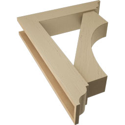 Ekena Millwork - BKTUR0554X26X34WTL01RCPR - Timberthane Faux Wood Westlake Style Bracket w/ Offset Brace, Traditional Ends, 5 1/2"W x 26"D x 34"H, Primed Tan