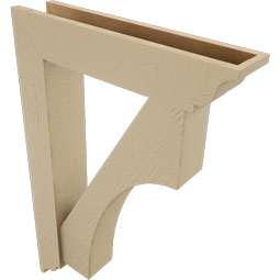 Ekena Millwork - BKTUR0554X26X38WTL01RCPR - Timberthane Faux Wood Westlake Style Bracket w/ Offset Brace, Traditional Ends, 5 1/2"W x 26"D x 38"H, Primed Tan