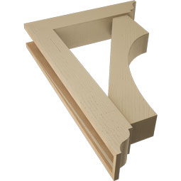 Ekena Millwork - BKTUR0554X26X38WTL01RCPR - Timberthane Faux Wood Westlake Style Bracket w/ Offset Brace, Traditional Ends, 5 1/2"W x 26"D x 38"H, Primed Tan