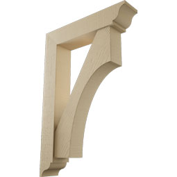 Ekena Millwork - BKTUR0554X26X38WTL01RCPR - Timberthane Faux Wood Westlake Style Bracket w/ Offset Brace, Traditional Ends, 5 1/2"W x 26"D x 38"H, Primed Tan
