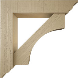 Ekena Millwork - BKTUR0554X28X28WTL01RCPR - Timberthane Faux Wood Westlake Style Bracket w/ Offset Brace, Traditional Ends, 5 1/2"W x 28"D x 28"H, Primed Tan