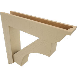 Ekena Millwork - BKTUR0554X28X28WTL01RCPR - Timberthane Faux Wood Westlake Style Bracket w/ Offset Brace, Traditional Ends, 5 1/2"W x 28"D x 28"H, Primed Tan