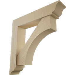 Ekena Millwork - BKTUR0554X28X28WTL01RCPR - Timberthane Faux Wood Westlake Style Bracket w/ Offset Brace, Traditional Ends, 5 1/2"W x 28"D x 28"H, Primed Tan