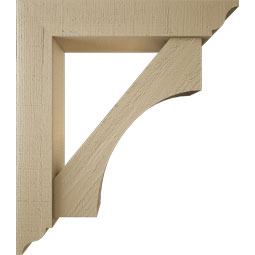 Ekena Millwork - BKTUR0554X28X32WTL01RCPR - Timberthane Faux Wood Westlake Style Bracket w/ Offset Brace, Traditional Ends, 5 1/2"W x 28"D x 32"H, Primed Tan