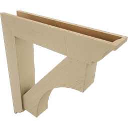 Ekena Millwork - BKTUR0554X28X32WTL01RCPR - Timberthane Faux Wood Westlake Style Bracket w/ Offset Brace, Traditional Ends, 5 1/2"W x 28"D x 32"H, Primed Tan