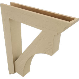 Ekena Millwork - BKTUR0554X28X36WTL01RCPR - Timberthane Faux Wood Westlake Style Bracket w/ Offset Brace, Traditional Ends, 5 1/2"W x 28"D x 36"H, Primed Tan