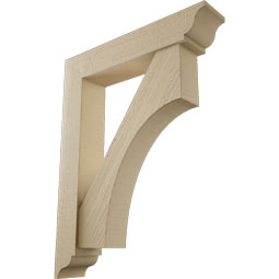 Ekena Millwork - BKTUR0554X28X36WTL01RCPR - Timberthane Faux Wood Westlake Style Bracket w/ Offset Brace, Traditional Ends, 5 1/2"W x 28"D x 36"H, Primed Tan