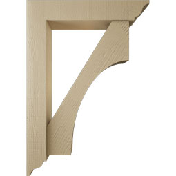 Ekena Millwork - BKTUR0554X28X40WTL01RCPR - Timberthane Faux Wood Westlake Style Bracket w/ Offset Brace, Traditional Ends, 5 1/2"W x 28"D x 40"H, Primed Tan