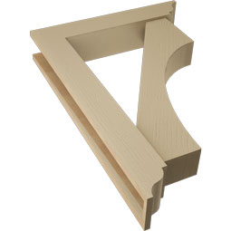 Ekena Millwork - BKTUR0554X28X40WTL01RCPR - Timberthane Faux Wood Westlake Style Bracket w/ Offset Brace, Traditional Ends, 5 1/2"W x 28"D x 40"H, Primed Tan
