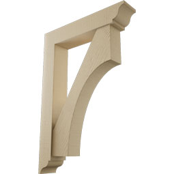 Ekena Millwork - BKTUR0554X28X40WTL01RCPR - Timberthane Faux Wood Westlake Style Bracket w/ Offset Brace, Traditional Ends, 5 1/2"W x 28"D x 40"H, Primed Tan