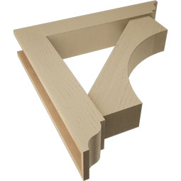 Ekena Millwork - BKTUR0554X30X30WTL01RCPR - Timberthane Faux Wood Westlake Style Bracket w/ Offset Brace, Traditional Ends, 5 1/2"W x 30"D x 30"H, Primed Tan
