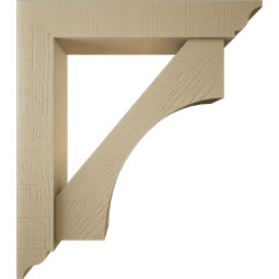Ekena Millwork - BKTUR0554X30X34WTL01RCPR - Timberthane Faux Wood Westlake Style Bracket w/ Offset Brace, Traditional Ends, 5 1/2"W x 30"D x 34"H, Primed Tan