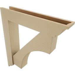 Ekena Millwork - BKTUR0554X30X34WTL01RCPR - Timberthane Faux Wood Westlake Style Bracket w/ Offset Brace, Traditional Ends, 5 1/2"W x 30"D x 34"H, Primed Tan