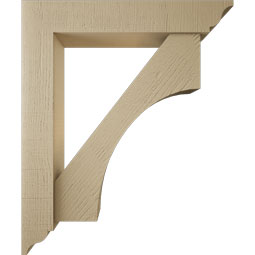 Ekena Millwork - BKTUR0554X30X36WTL01RCPR - Timberthane Faux Wood Westlake Style Bracket w/ Offset Brace, Traditional Ends, 5 1/2"W x 30"D x 36"H, Primed Tan