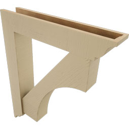 Ekena Millwork - BKTUR0554X30X36WTL01RCPR - Timberthane Faux Wood Westlake Style Bracket w/ Offset Brace, Traditional Ends, 5 1/2"W x 30"D x 36"H, Primed Tan