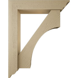 Ekena Millwork - BKTUR0554X30X38WTL01RCPR - Timberthane Faux Wood Westlake Style Bracket w/ Offset Brace, Traditional Ends, 5 1/2"W x 30"D x 38"H, Primed Tan