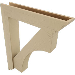 Ekena Millwork - BKTUR0554X30X38WTL01RCPR - Timberthane Faux Wood Westlake Style Bracket w/ Offset Brace, Traditional Ends, 5 1/2"W x 30"D x 38"H, Primed Tan