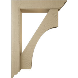 Ekena Millwork - BKTUR0554X30X42WTL01RCPR - Timberthane Faux Wood Westlake Style Bracket w/ Offset Brace, Traditional Ends, 5 1/2"W x 30"D x 42"H, Primed Tan