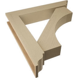 Ekena Millwork - BKTUR0554X32X32WTL01RCPR - Timberthane Faux Wood Westlake Style Bracket w/ Offset Brace, Traditional Ends, 5 1/2"W x 32"D x 32"H, Primed Tan