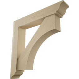 Ekena Millwork - BKTUR0554X32X32WTL01RCPR - Timberthane Faux Wood Westlake Style Bracket w/ Offset Brace, Traditional Ends, 5 1/2"W x 32"D x 32"H, Primed Tan