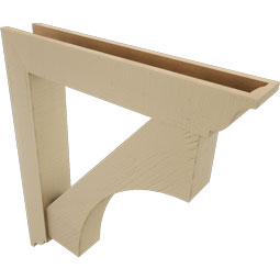 Ekena Millwork - BKTUR0554X32X36WTL01RCPR - Timberthane Faux Wood Westlake Style Bracket w/ Offset Brace, Traditional Ends, 5 1/2"W x 32"D x 36"H, Primed Tan