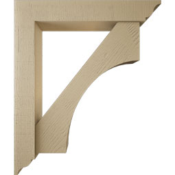 Ekena Millwork - BKTUR0554X32X38WTL01RCPR - Timberthane Faux Wood Westlake Style Bracket w/ Offset Brace, Traditional Ends, 5 1/2"W x 32"D x 38"H, Primed Tan