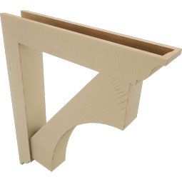 Ekena Millwork - BKTUR0554X32X38WTL01RCPR - Timberthane Faux Wood Westlake Style Bracket w/ Offset Brace, Traditional Ends, 5 1/2"W x 32"D x 38"H, Primed Tan