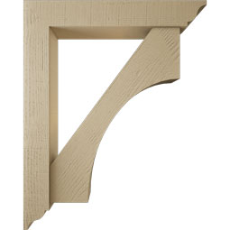 Ekena Millwork - BKTUR0554X32X40WTL01RCPR - Timberthane Faux Wood Westlake Style Bracket w/ Offset Brace, Traditional Ends, 5 1/2"W x 32"D x 40"H, Primed Tan
