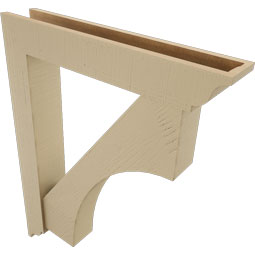 Ekena Millwork - BKTUR0554X32X40WTL01RCPR - Timberthane Faux Wood Westlake Style Bracket w/ Offset Brace, Traditional Ends, 5 1/2"W x 32"D x 40"H, Primed Tan